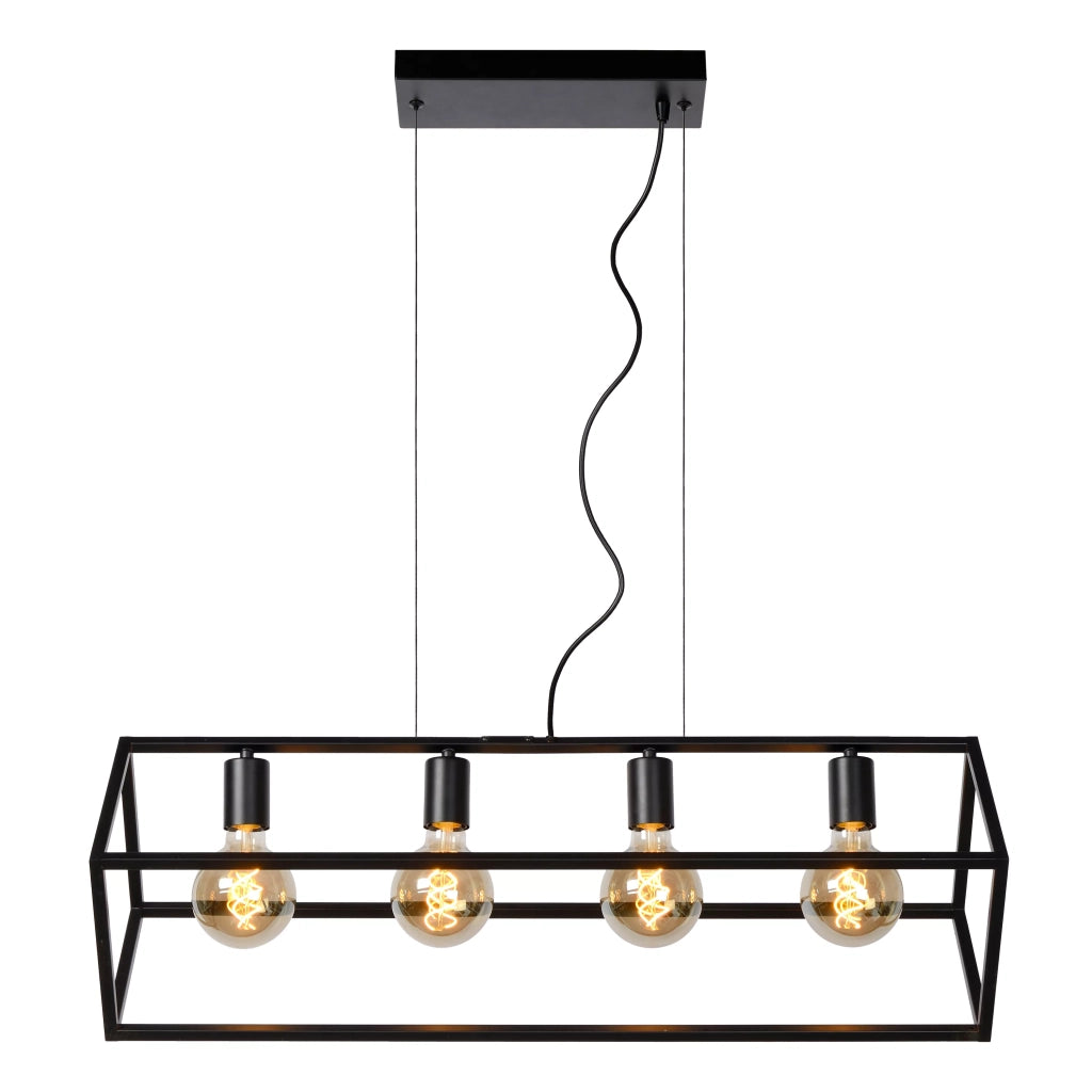 Lampada a sospensione nera Fabian 4xE27 80cm Lucide