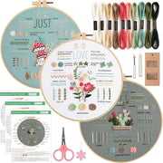 Kit di inizio per ricamo completo con disegni e istruzioni - Kit di ricamo per principianti - Ideale per appassionati di ricamo a mano