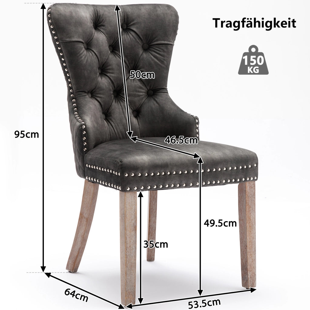 Sedia da Pranzo in Velluto con Gambe in Legno Massello ¨C Xylo ¨C Grigio, Set 4 Pezzi