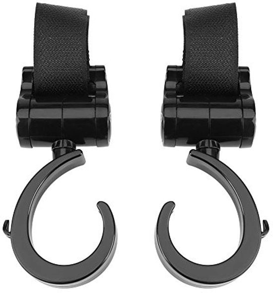 Hanger per carrello per bambini 360° girevole - 2 pezzi - materiale ABS - capacità 30 kg - universale per borse della spesa - adatto per carrelli e borse della spesa