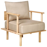 Poltroncina Beige Rivestimento In Tessuto Poliestere Japandi Stile Minimalista