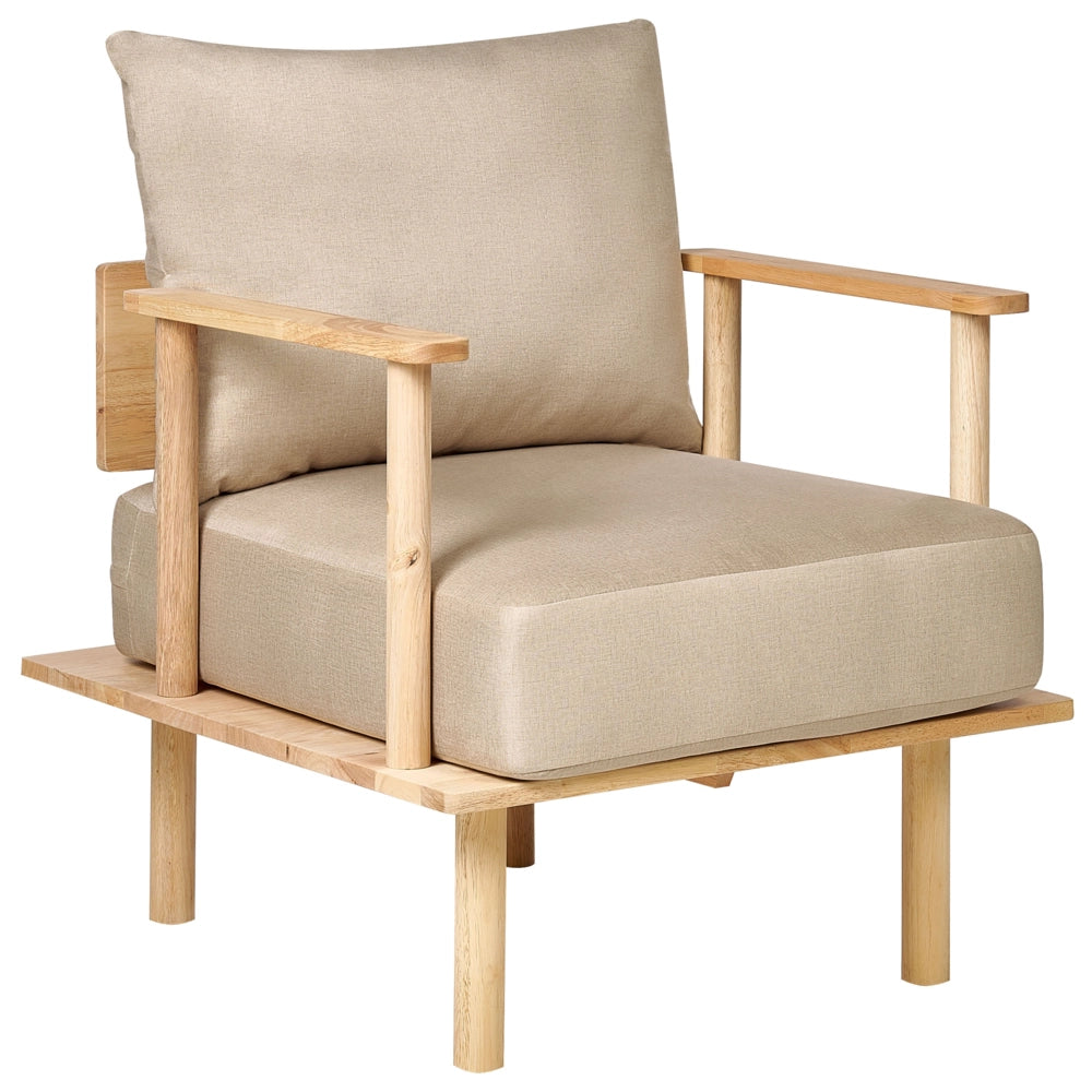 Poltroncina Beige Rivestimento In Tessuto Poliestere Japandi Stile Minimalista