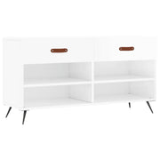 Panca Porta Scarpe | Scarpiera | Mobile per scarpe Bianco Lucido 102x35x55 cm Legno Multistrato