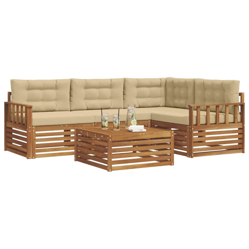 Set di divani da esterno con cuscino 5 pcs Naturale e Beige 3373413