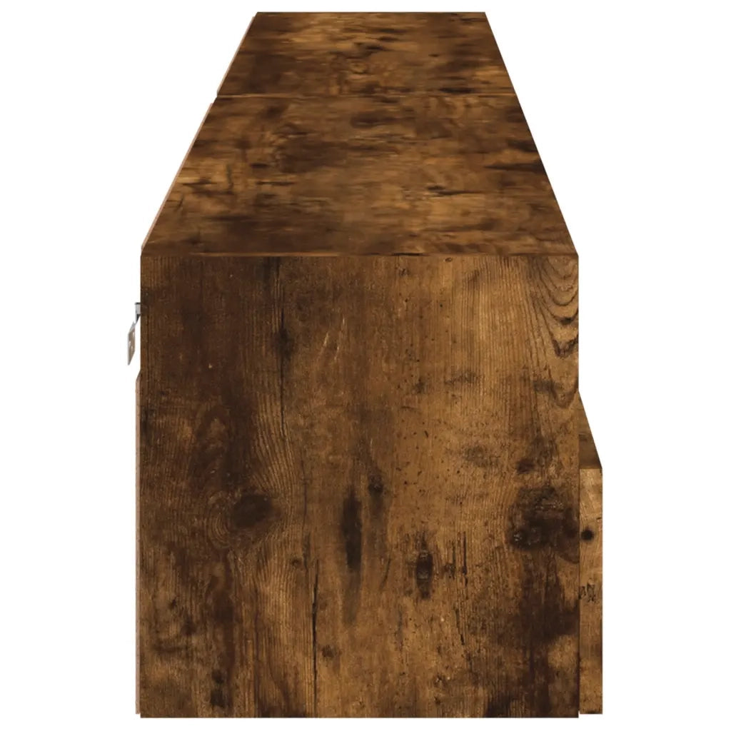 Mobili TV Parete 2 pz-Credenza per TV Rovere Fumo 100x30x30 cm Legno Multistrato
