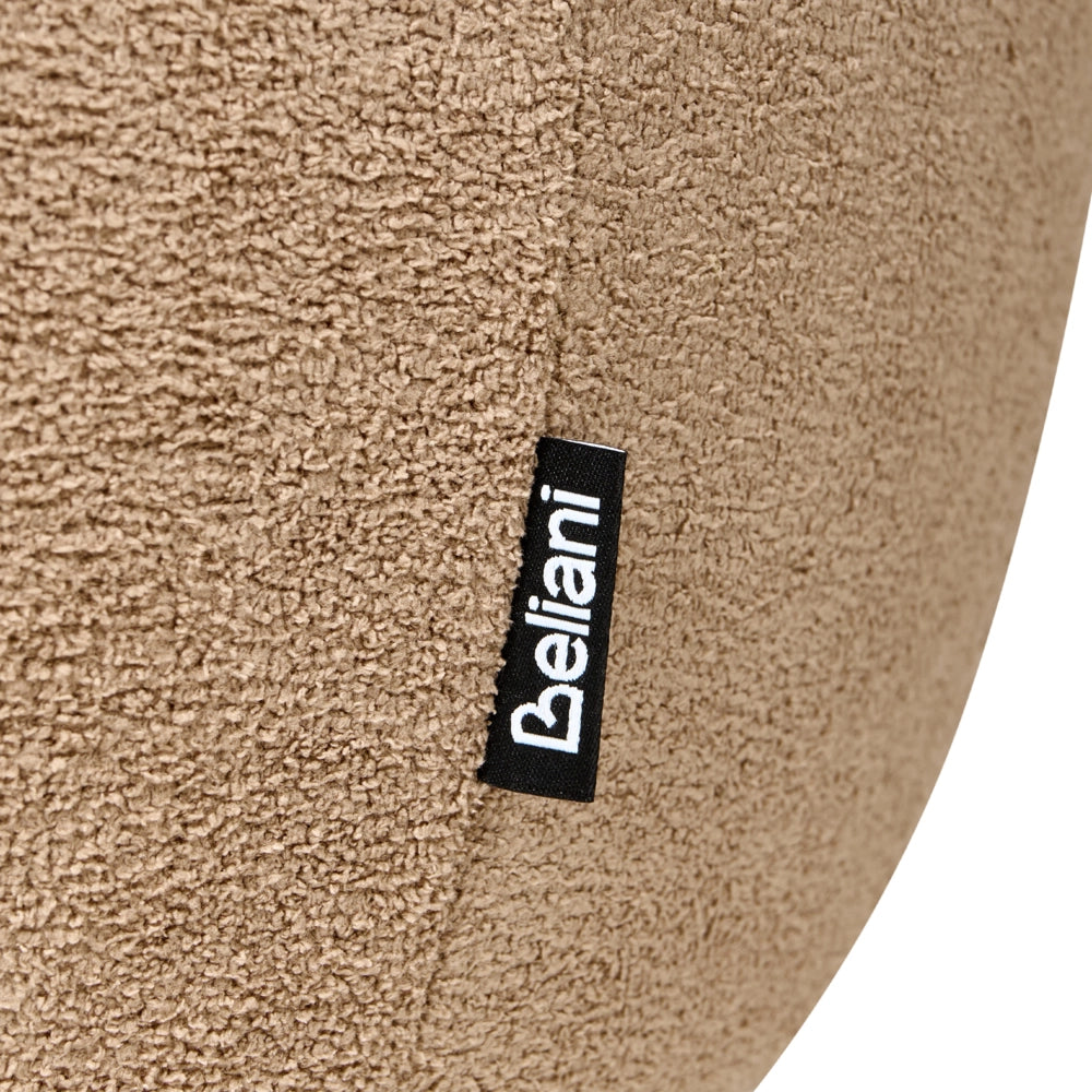 Pouf marrone chiaro rivestito in bouclé con contenitore Accessorio Soggiorno Camera da letto