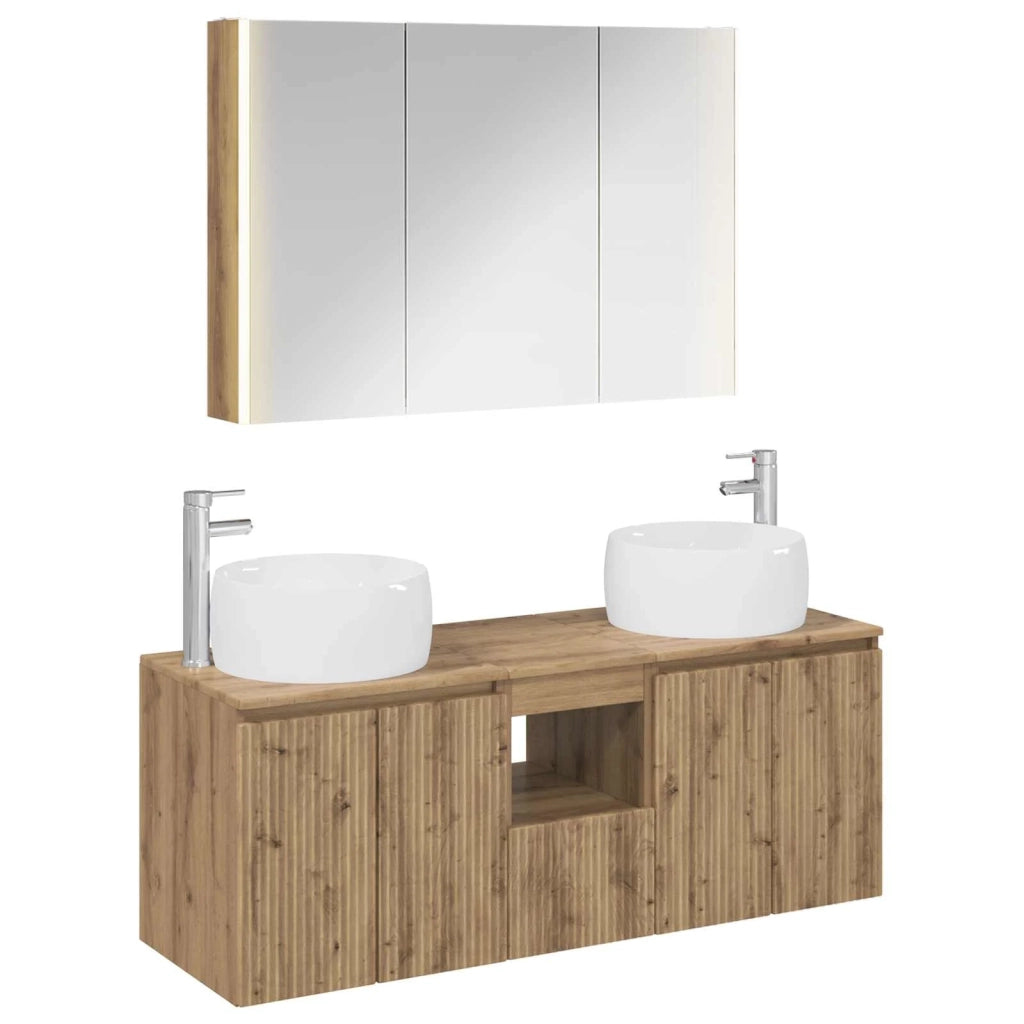 Set di Armadi da Bagno 4 pz Rovere Artigianale 3406550