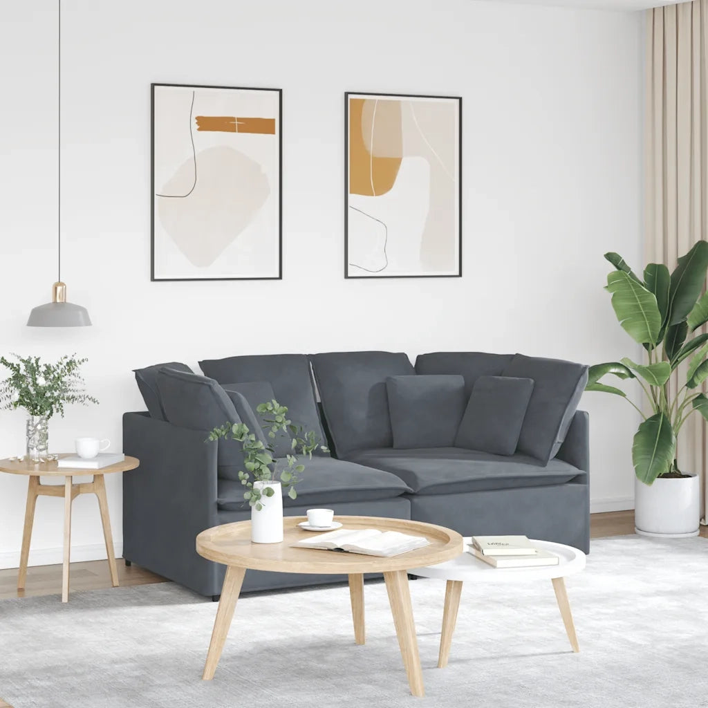 Divano Modulare con Cuscini in Velluto Grigio Scuro 3321250