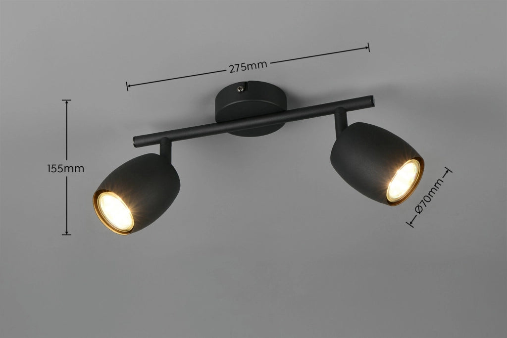 Faretto soffitto NANCY RL 2xGU10 nero metallo