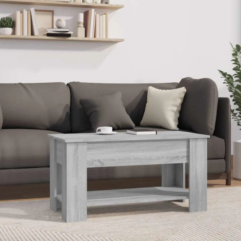 Tavolino da Salotto-Tavolino da soggiorno-Tavolo Grigio Sonoma 101x49x52cm Legno Multistrato