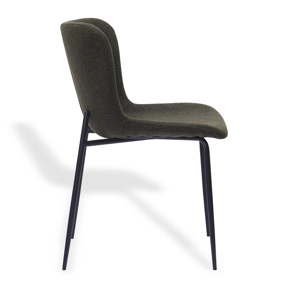Sedia da pranzo moderna con schienale alto - Xylo - Tessuto e gambe in metallo (3 colori)
