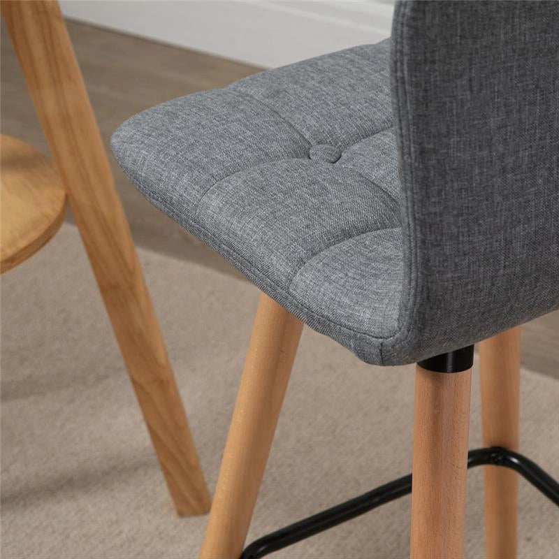 SET 2 SGABELLI CON SEDUTA IMBOTTITA IN TESSUTO E GAMBE IN LEGNO GRIGIO