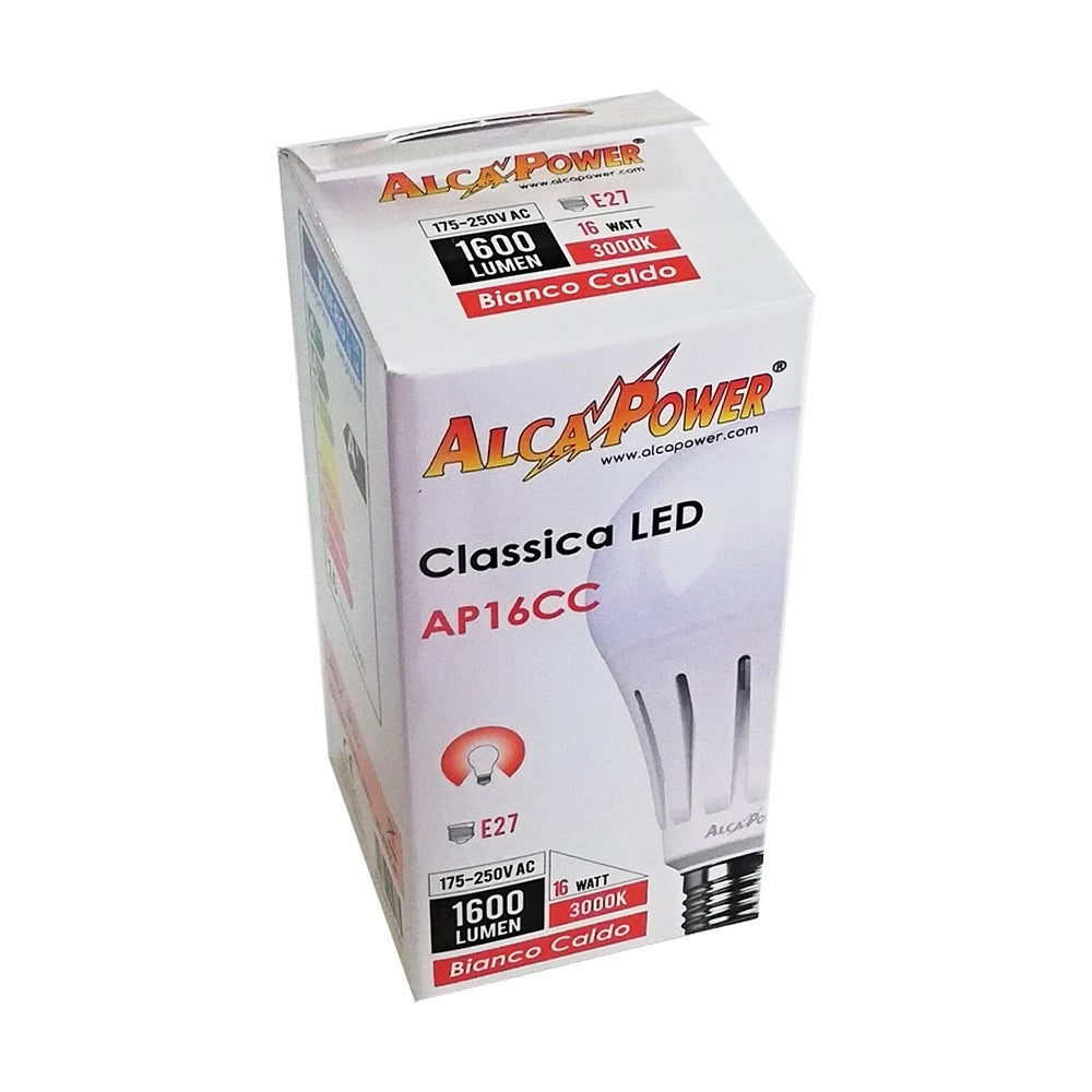 Alca power a60 16w 220v 1600lm e27 lampada classica a led, scegli il tipo di luce  bianco freddo