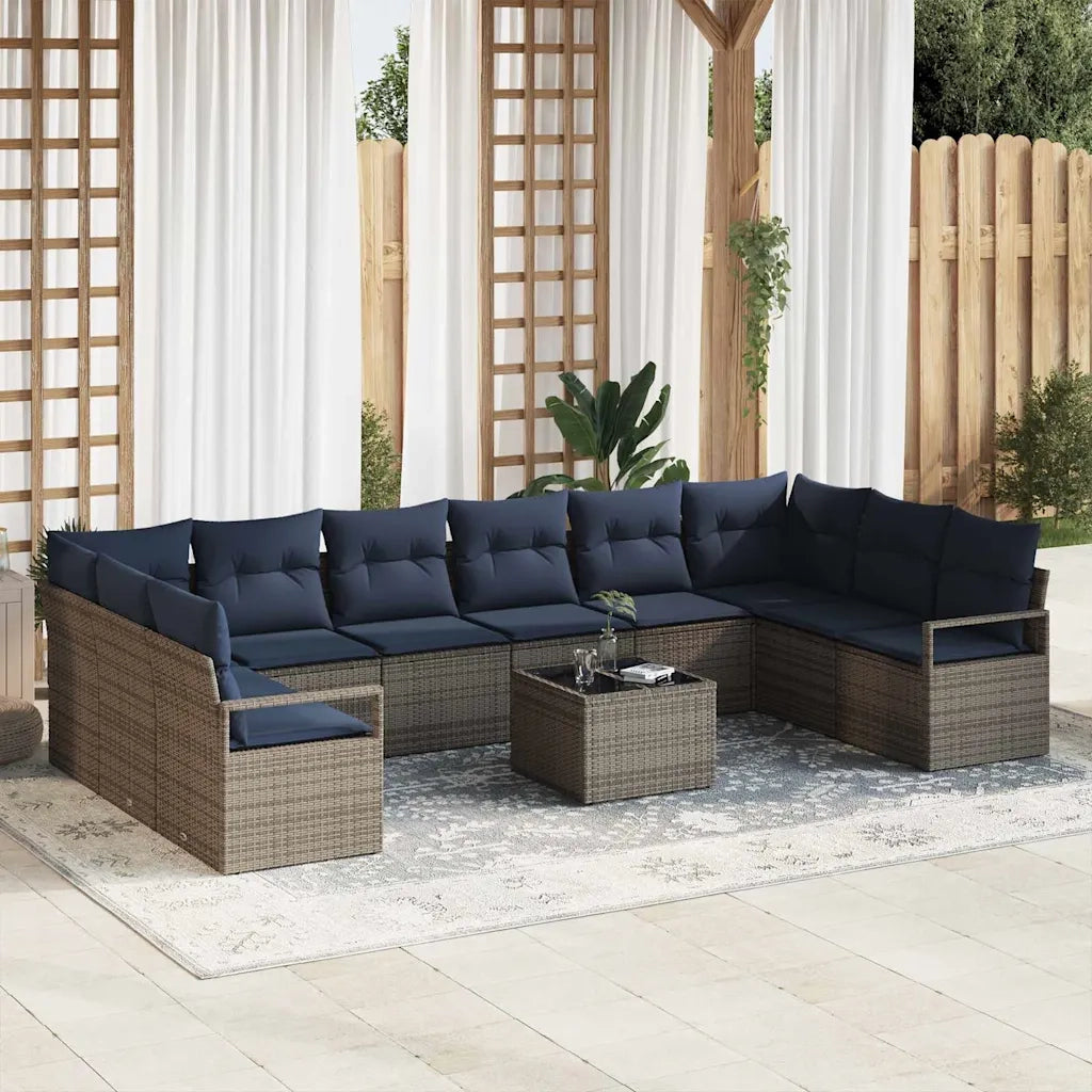 Set di divani con cuscino 11 pcs Grigio polyrattan 3346575