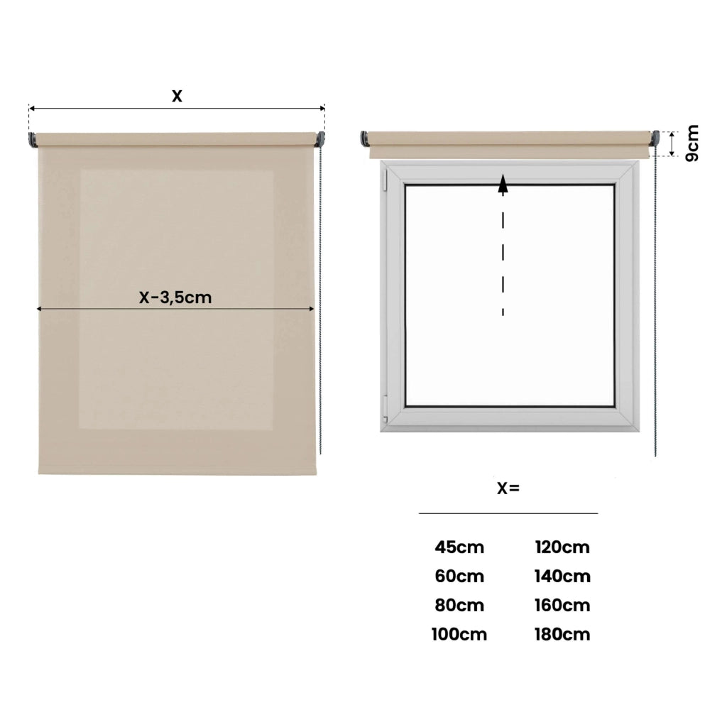 Tenda a Rullo Filtrante, Tenda Avvolgibile Traslucida Liscia Per Finestre e Porte Beige 100x250 cm