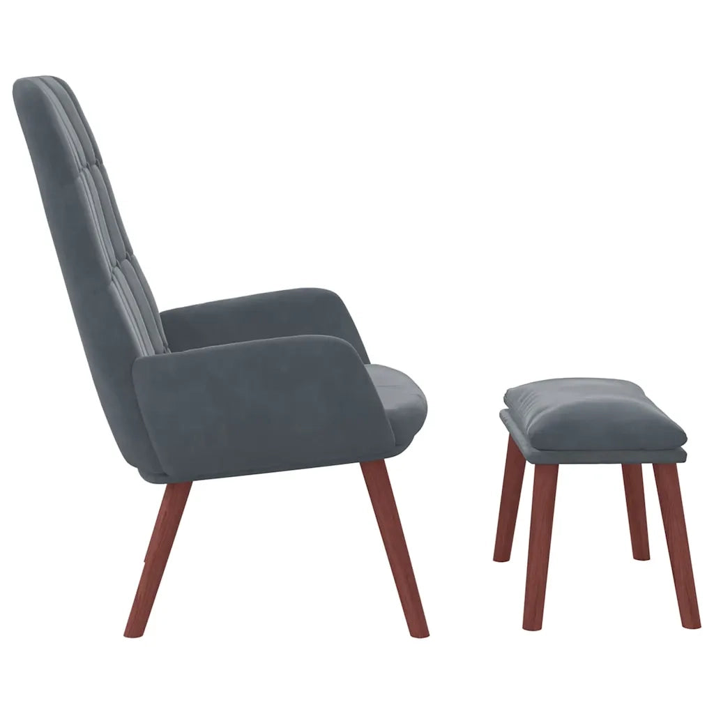 Poltrona Relax con Poggiapiedi Grigio Scuro in Velluto 3315139