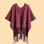 Sciarpa da donna classica, versatile, a tinta unita, spessa, con nappe e ampia, calda.