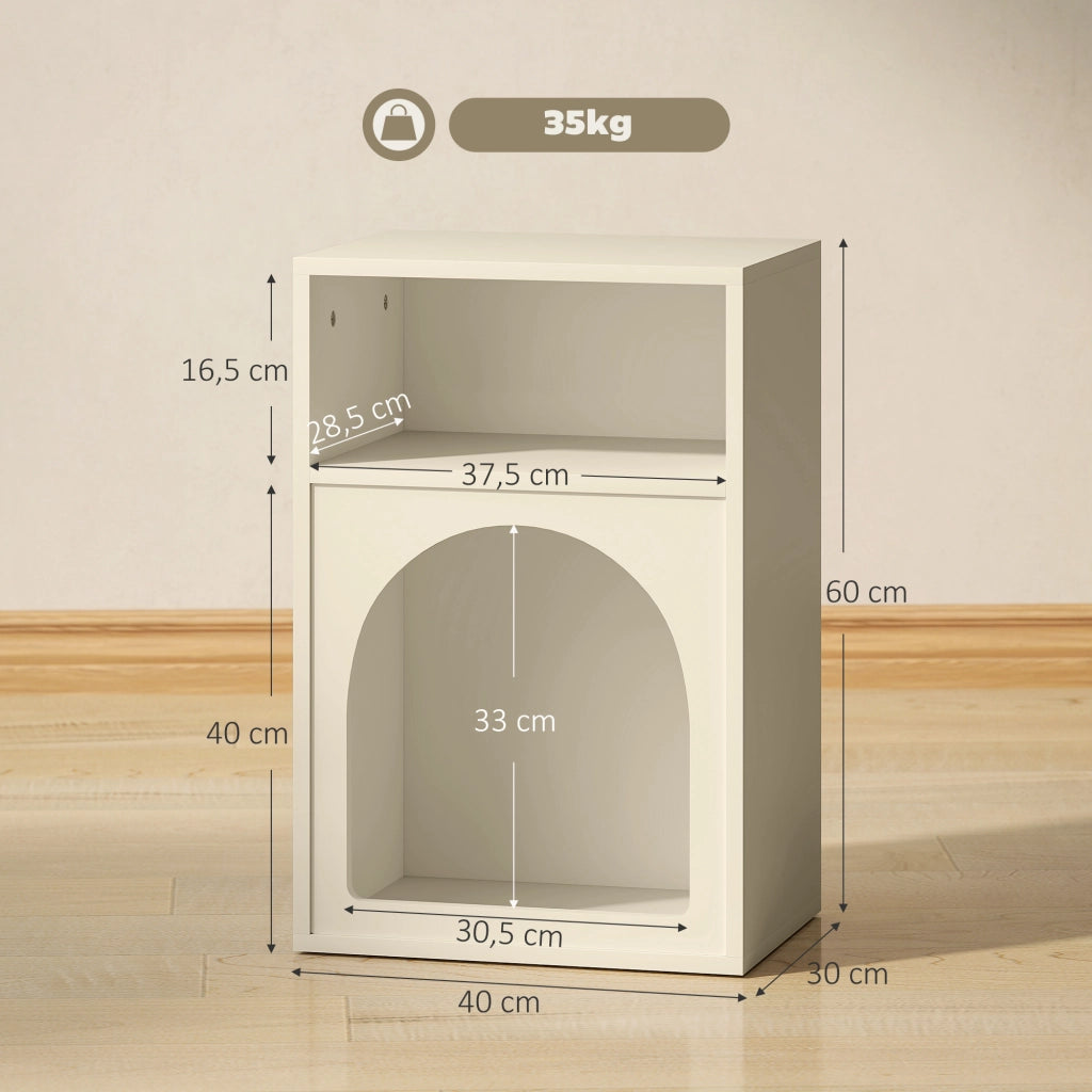 Comodino con scomparti aperti design ad arco ¨C Xylo ¨C crema 40x30x60 cm