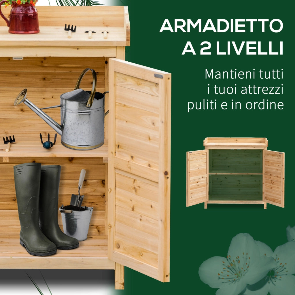 Armadietto da Giardino 2 Ante ¨C Xylo ¨C Legno Abete Esterno 83x40x92cm