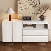 SIDEBOARD con 2 ante, 2 cassetti e ripiani aperti 140x42x77 cm bianco