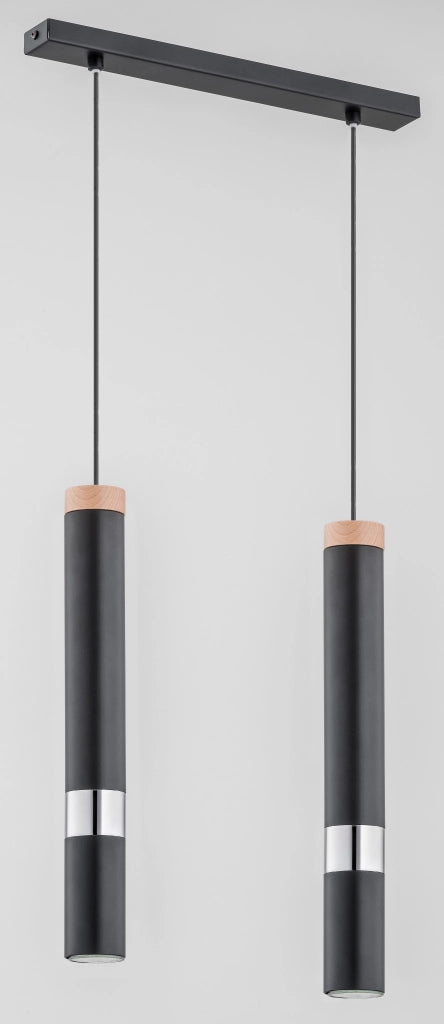 Lampada sospensione moderna nero argento bronzo 2xG9 Alfa