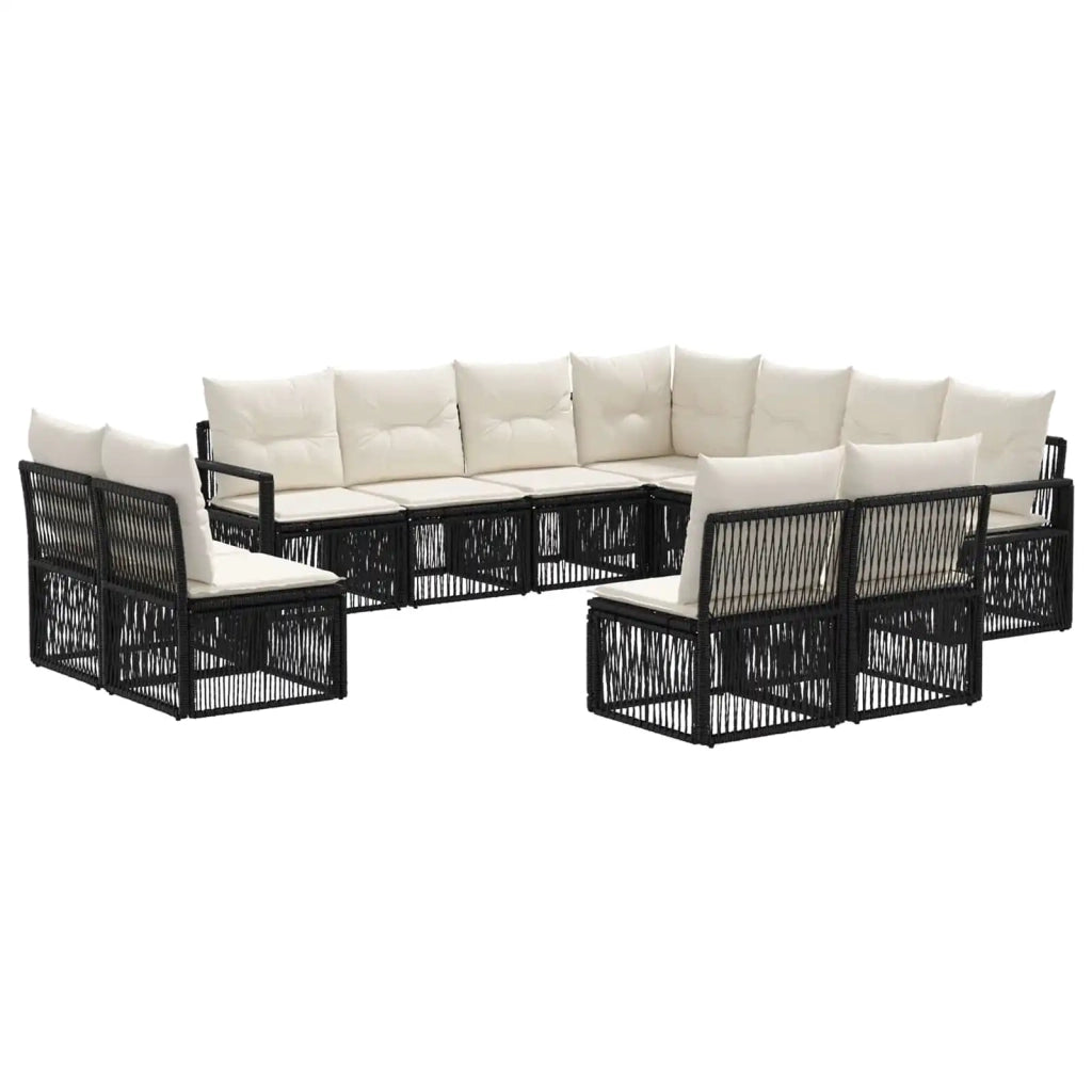 Set Divano da Giardino 11 pz Nero polyrattan 3435745