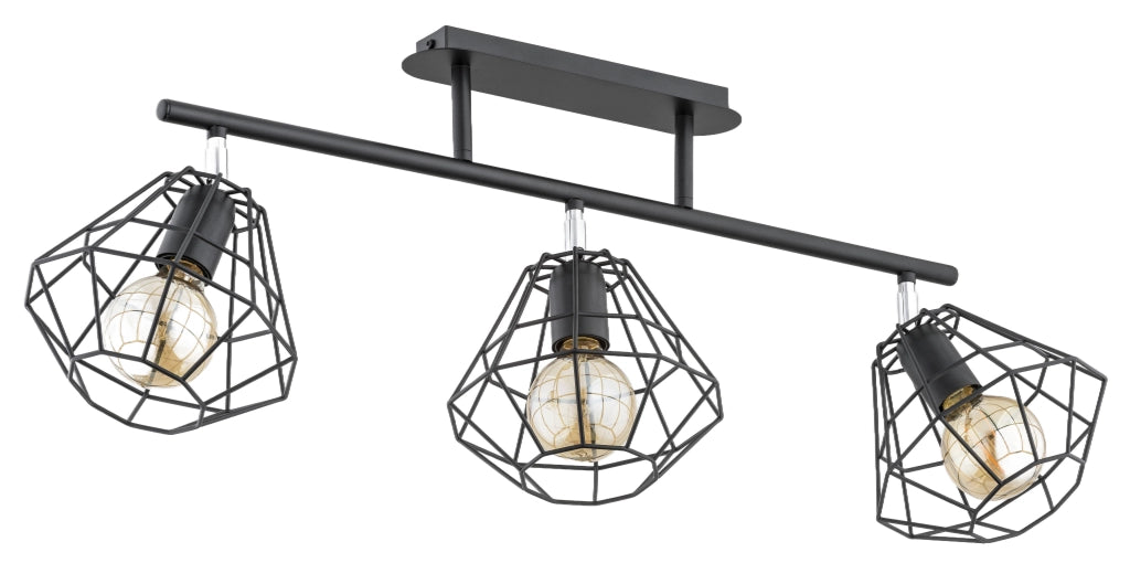 Plafoniera loft a barra nera/cromo 3 luci E27 Ozinus Alfa