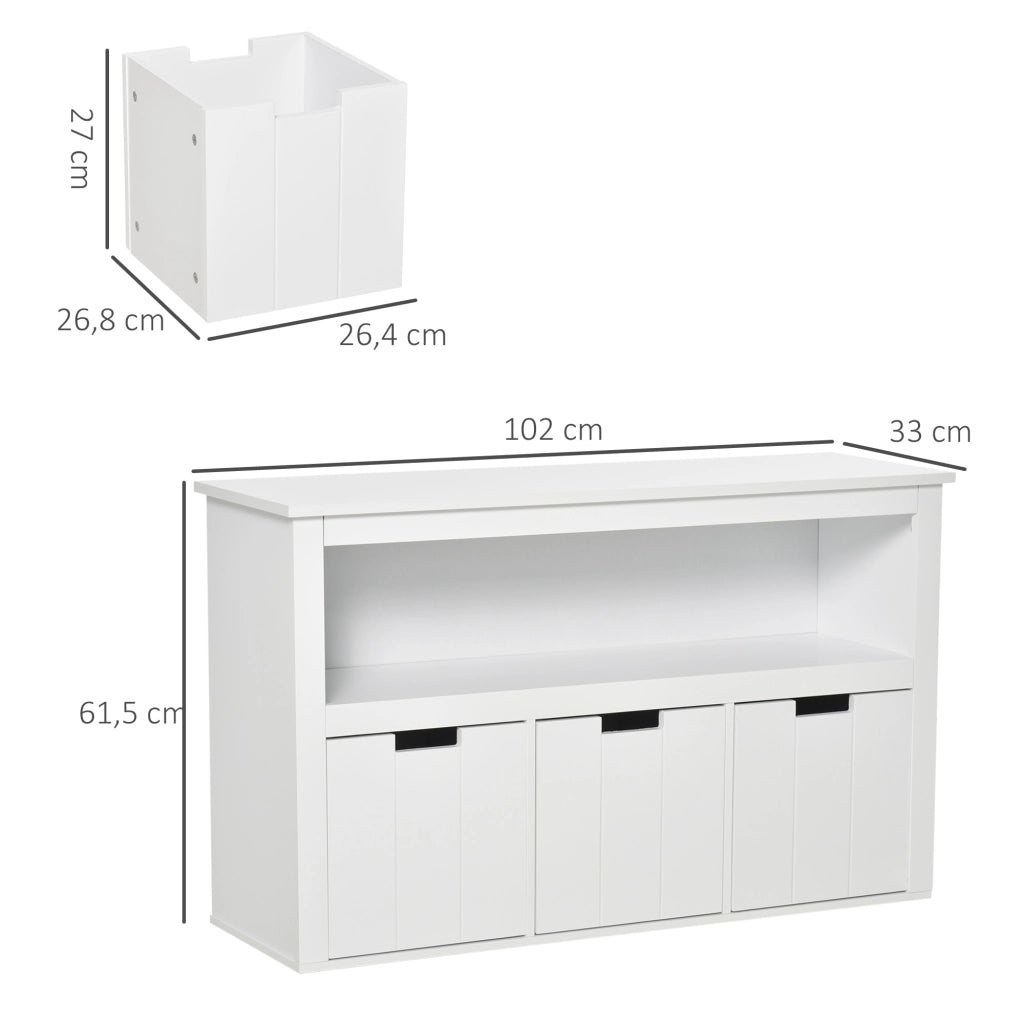 Cassettiera con ante e ripiani aperti ¨C Minimal ¨C Bianco 102x33x61,5 cm