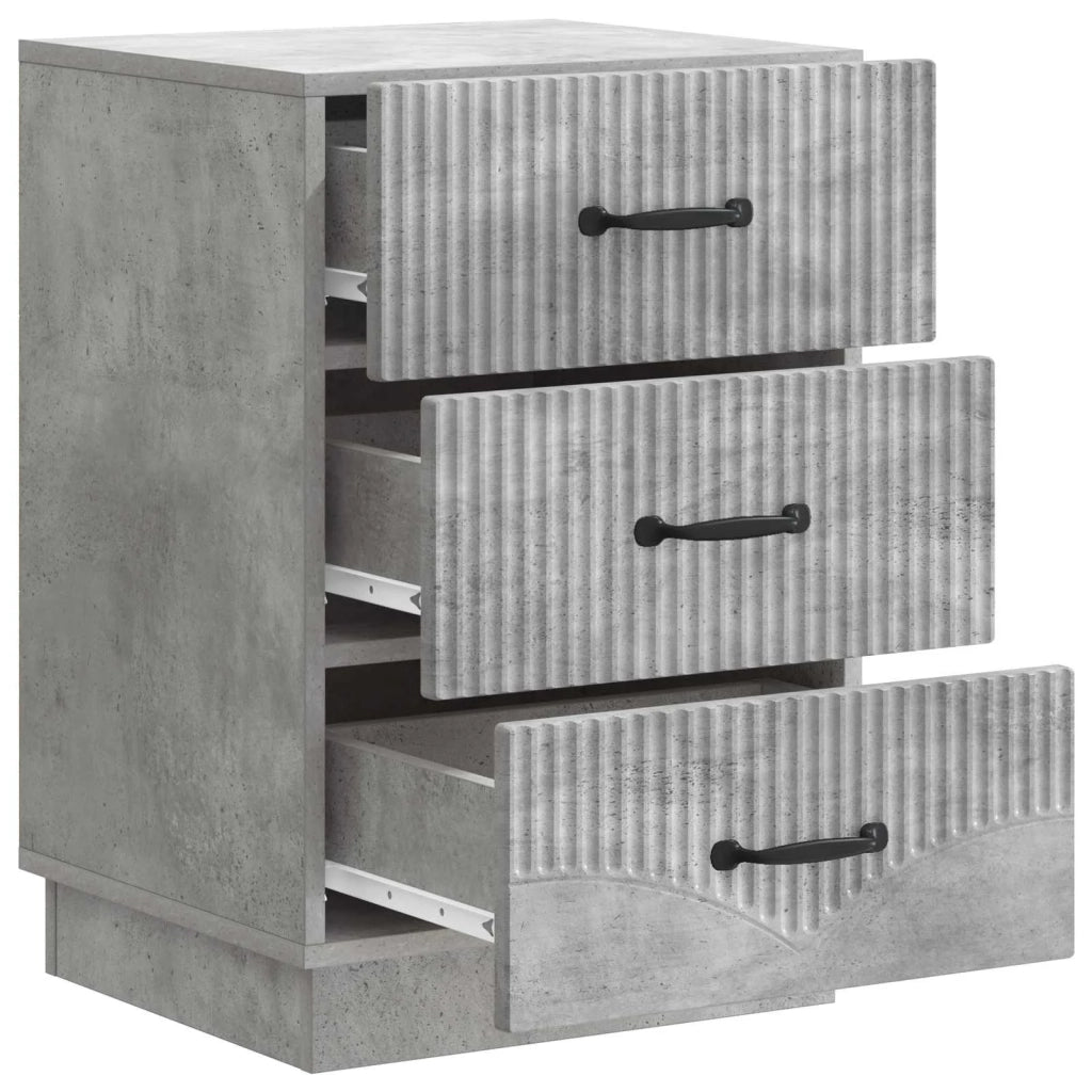 Comodino | Armadio da Notte | Mobiletto da notte con cassetto Grigio Cemento 43 x 41 x 63,5 cm