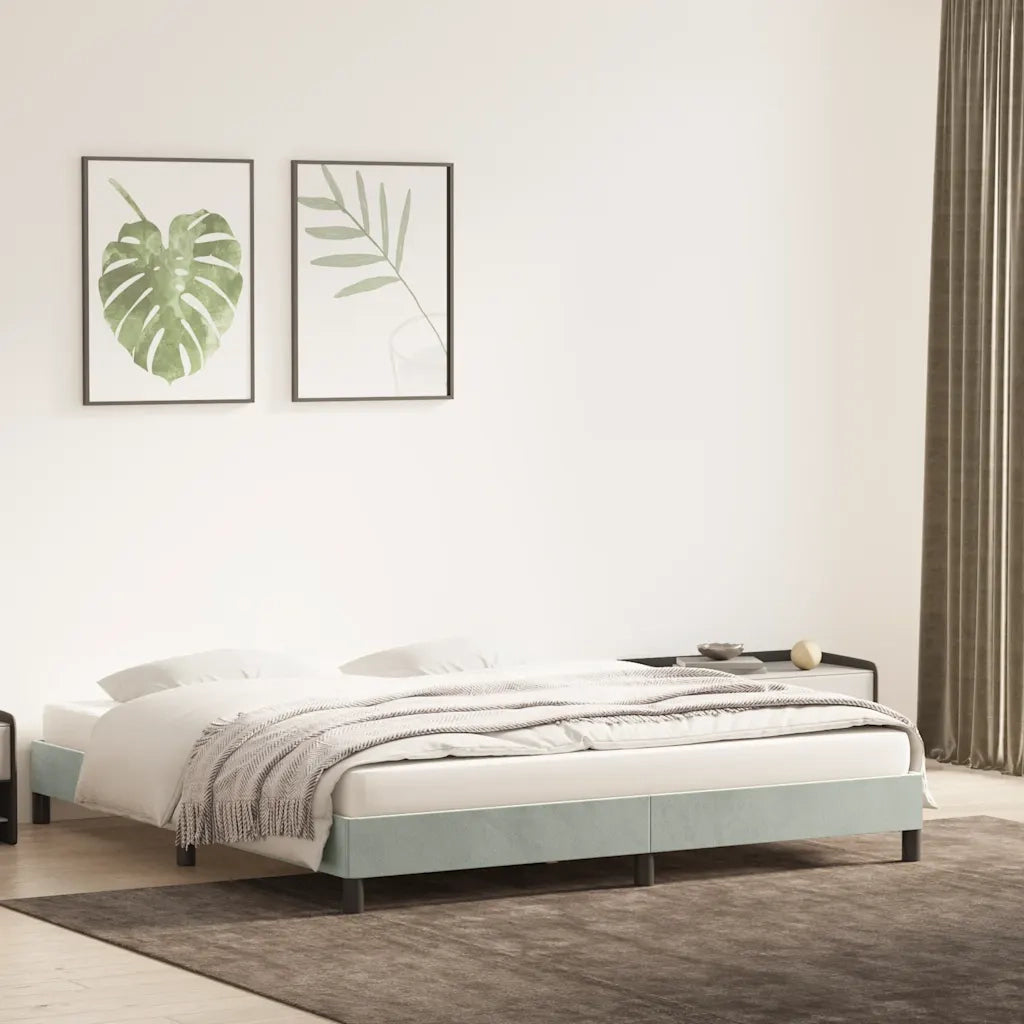 Letto matrimoniale | Letto per adulti | Giroletto senza Materasso Grigio Chiaro 180x210 cm Velluto