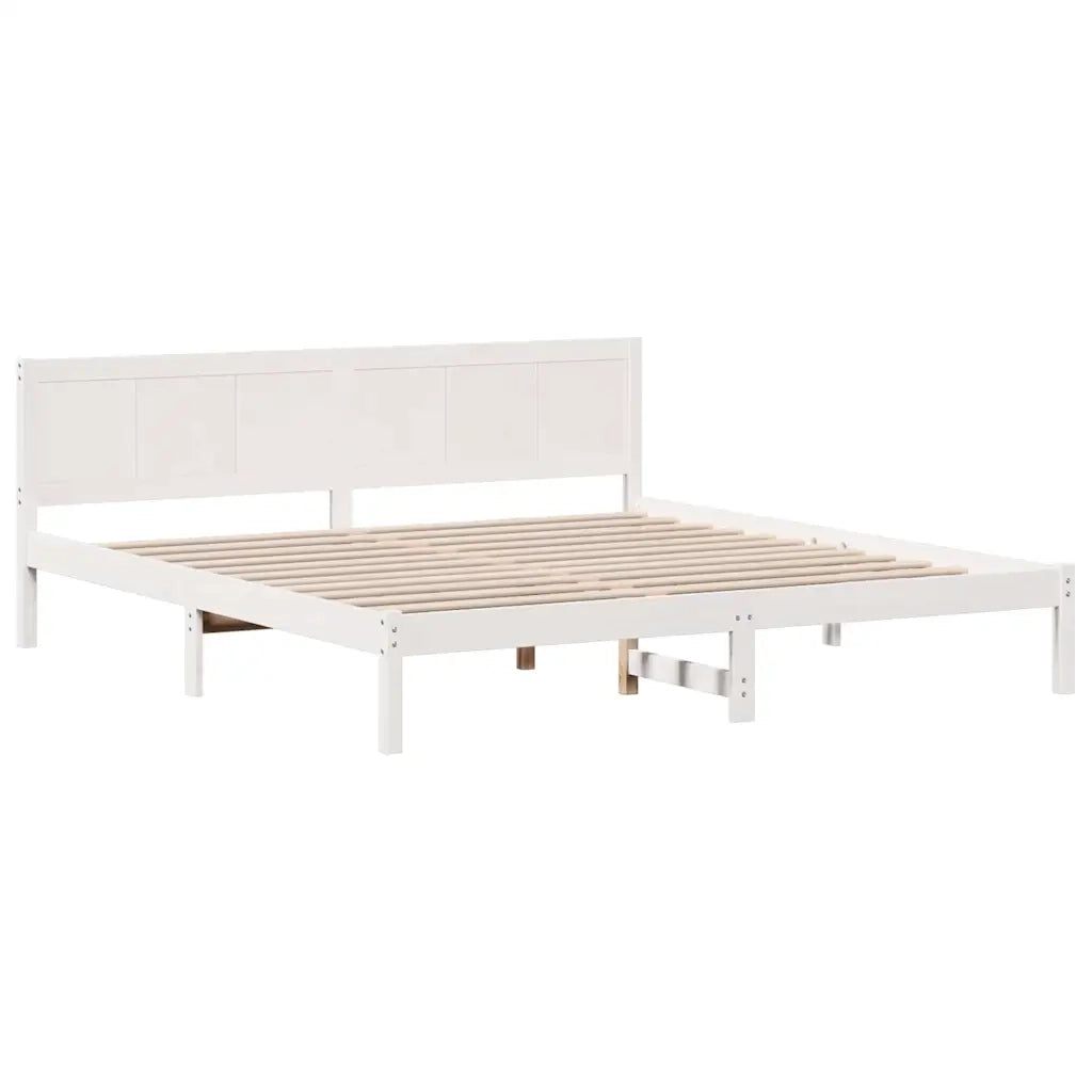 Struttura del letto-Giroletto-Rete del Letto Bianco 200 x 200 cm Legno massello di pino 661931