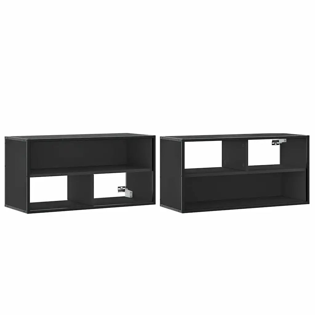 Mobile TV-Credenza per TV-Console TV Nero 80x31x39,5 cm in Truciolato e Metallo 714649