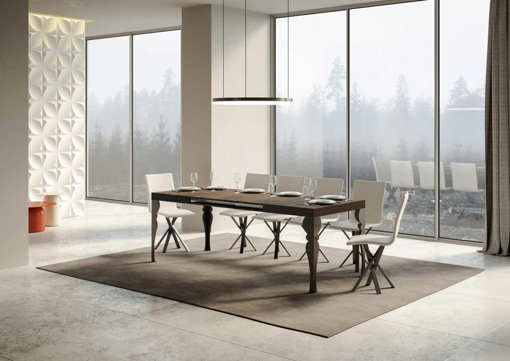 Tavolo allungabile 90x160/264 cm Paxor Noce telaio Antracite