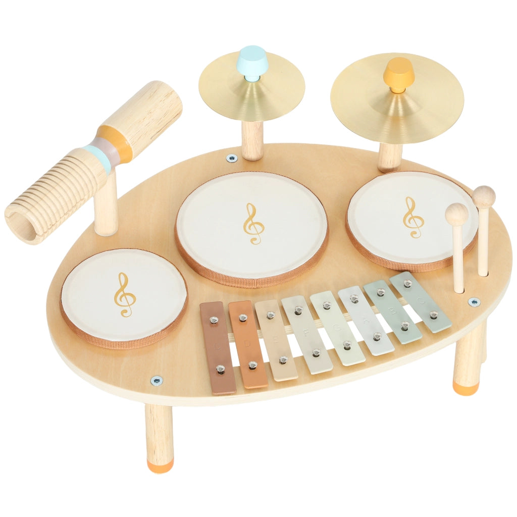 Set Strumenti Musicali per Bambini ¨C Xylo ¨C Tamburo e Xylophone in Legno Naturale