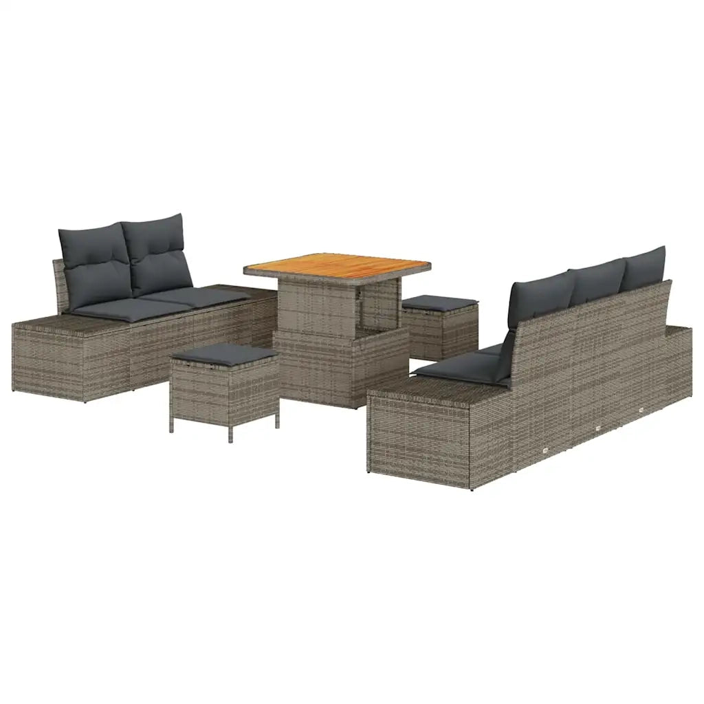 Set Divano da Giardino con cuscino 8 pcs Grigio Poly Rattan 3364678