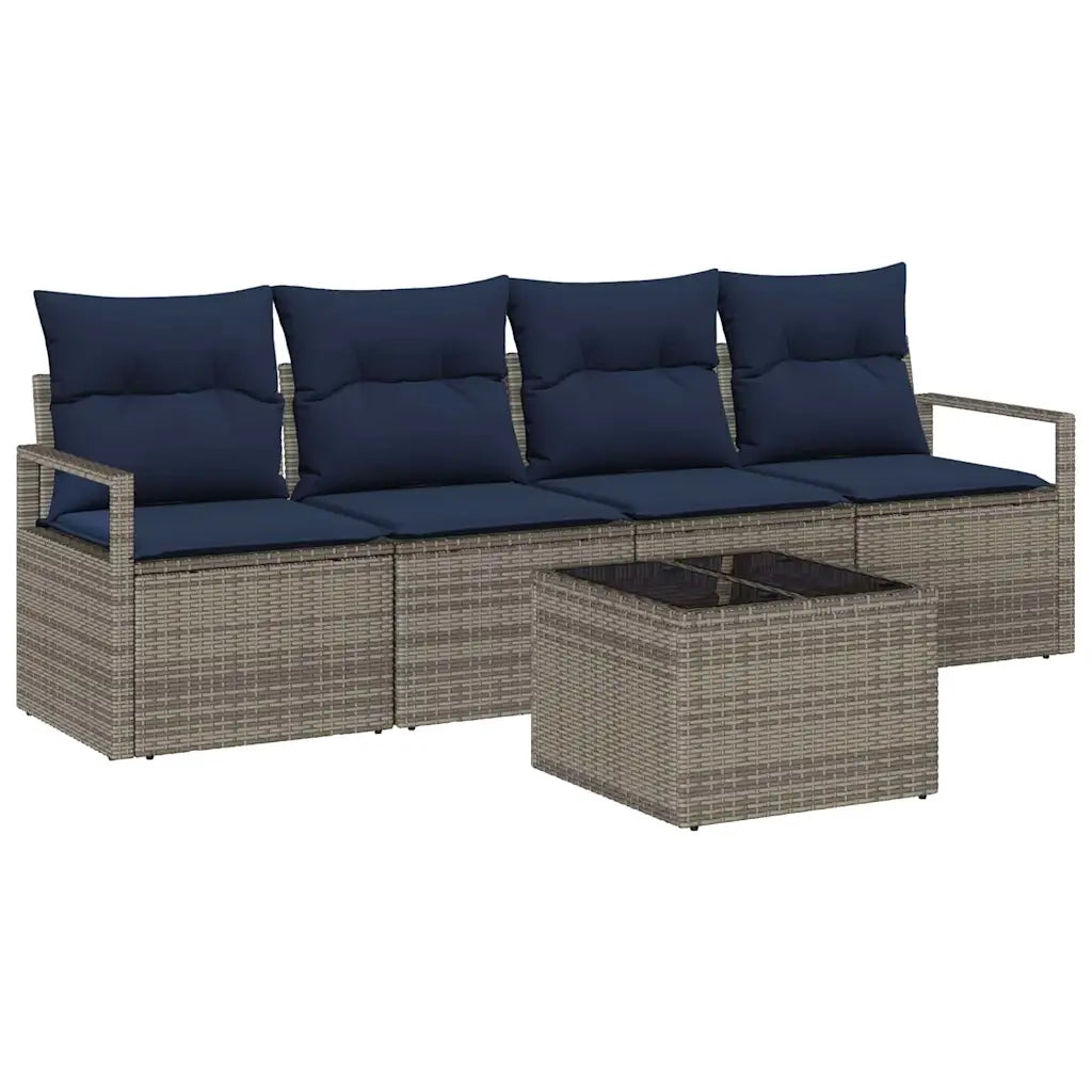 Set di divani 5 pcs Grigio e Blu polyrattan 3346255