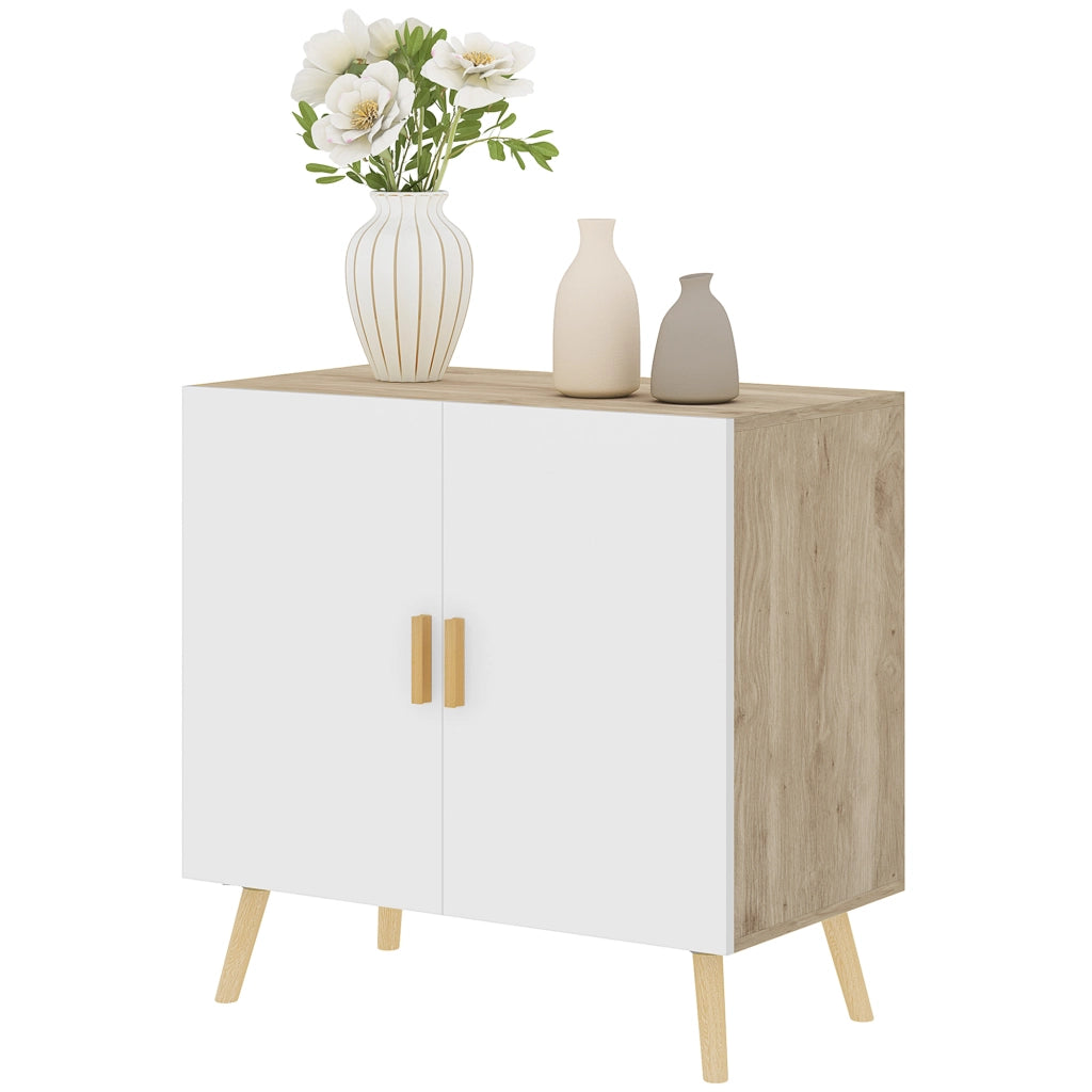 Cassettiera con ante ¨C Minimal ¨C bianco legno naturale 76x41x74