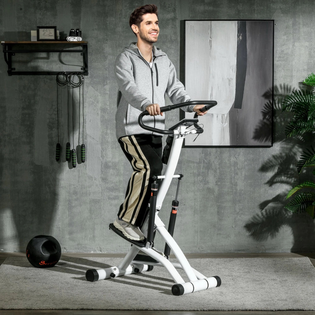 Stepper con maniglie, cyclette fitness con schermo LCD, cyclette con 12 livelli di resistenza, nero e argento, 80 x 61 x 134 cm