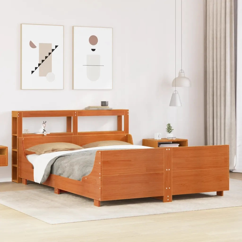 Letto senza Materasso Marrone Cera 120x190 cm in Legno di Pino