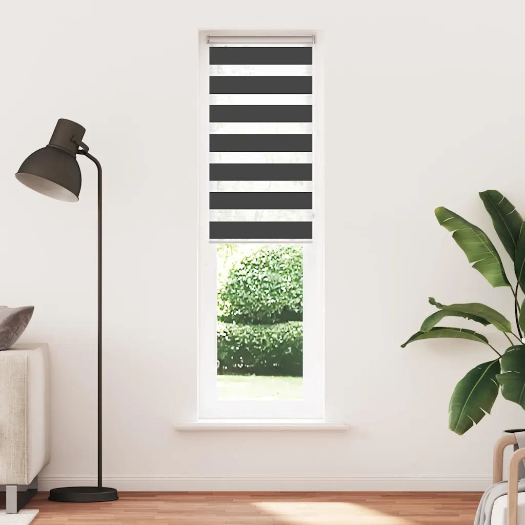 Tenda a Rullo Zebra Nero-Tenda avvolgibile Larghezza Tessuto 50,9 cm Poliestere 641291