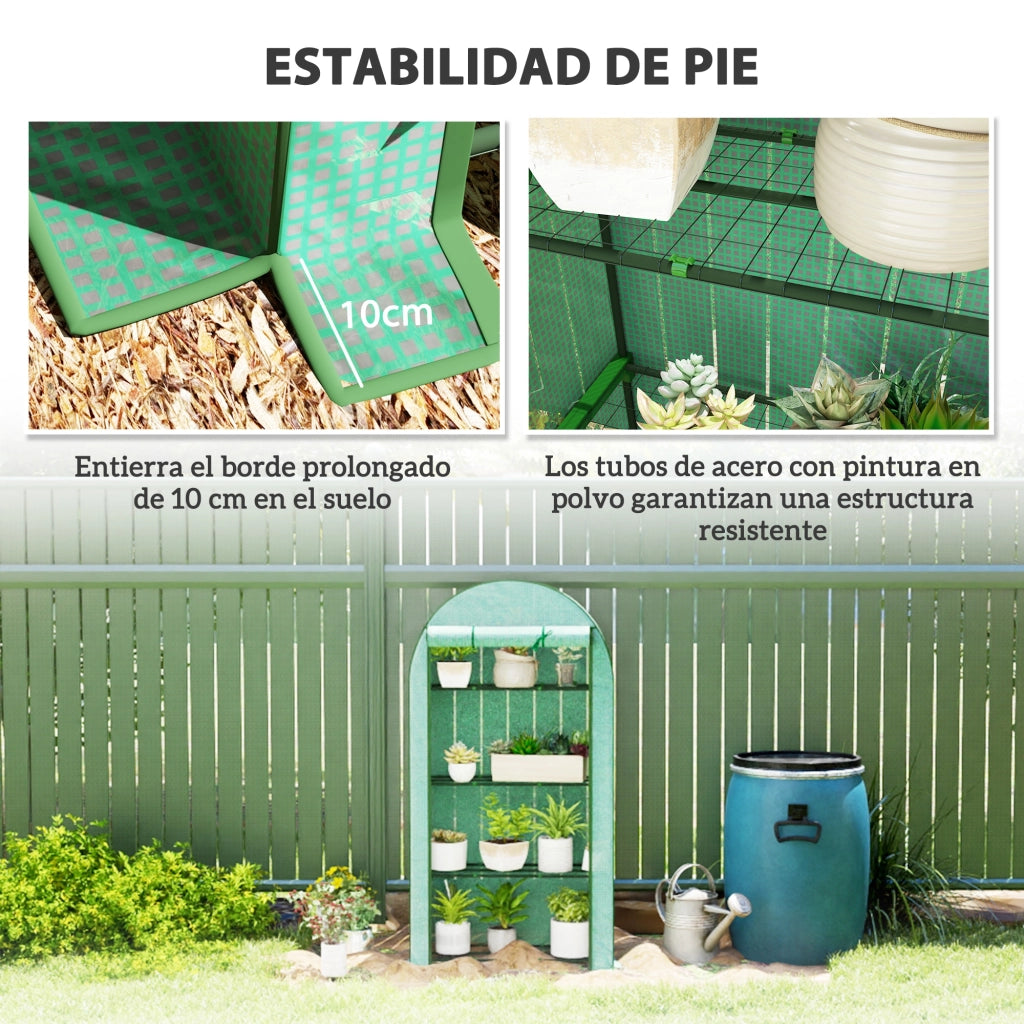 Serra da Giardino con 4 Ripiani ¨C Xylo ¨C Struttura Acciaio e Copertura PE Verde 105x45x160 cm