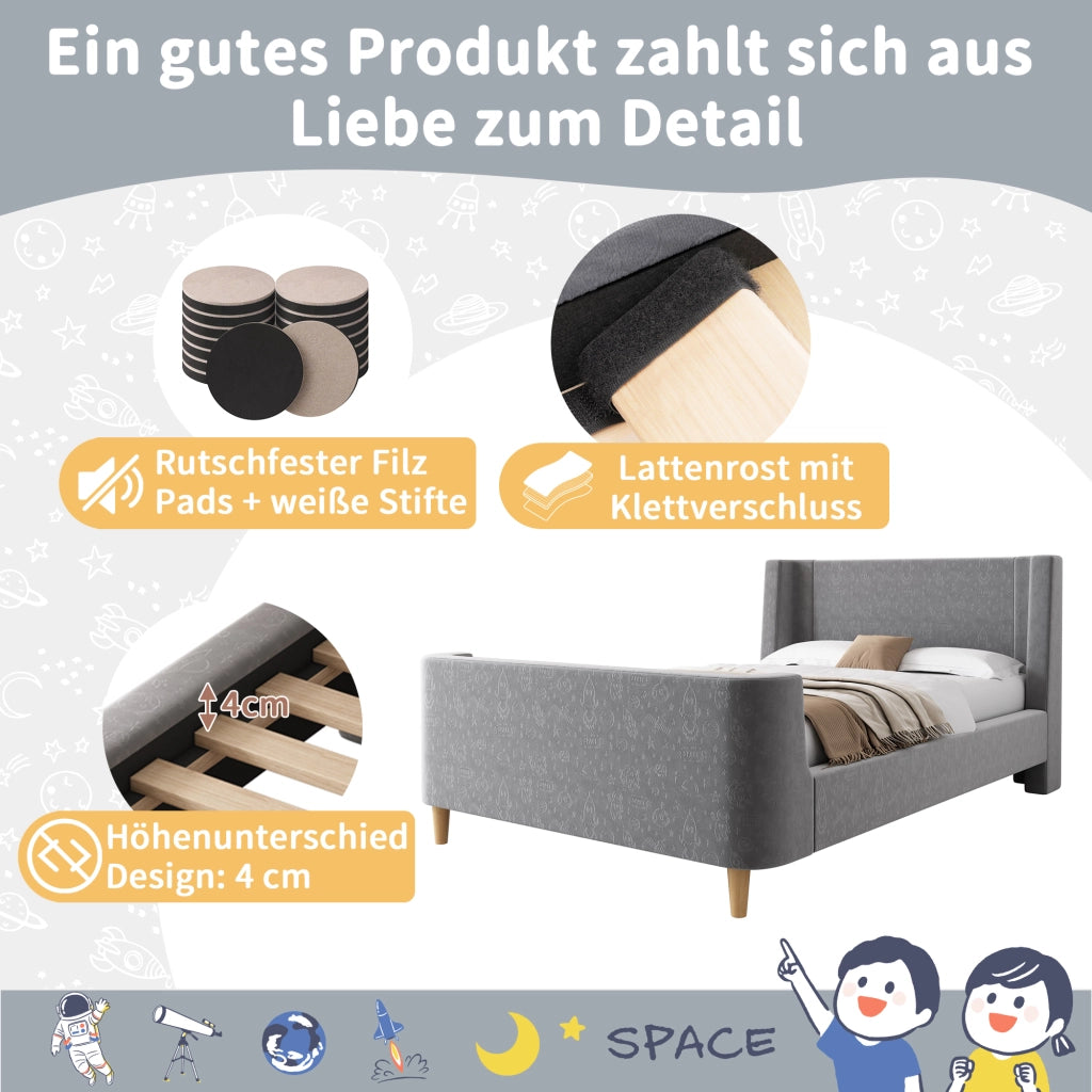 letto singolo velluto grigio 90 x 200 cm