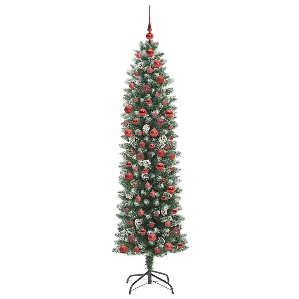 Albero di Natale Artificiale Sottile Verde e Bianco 180 cm 3395293