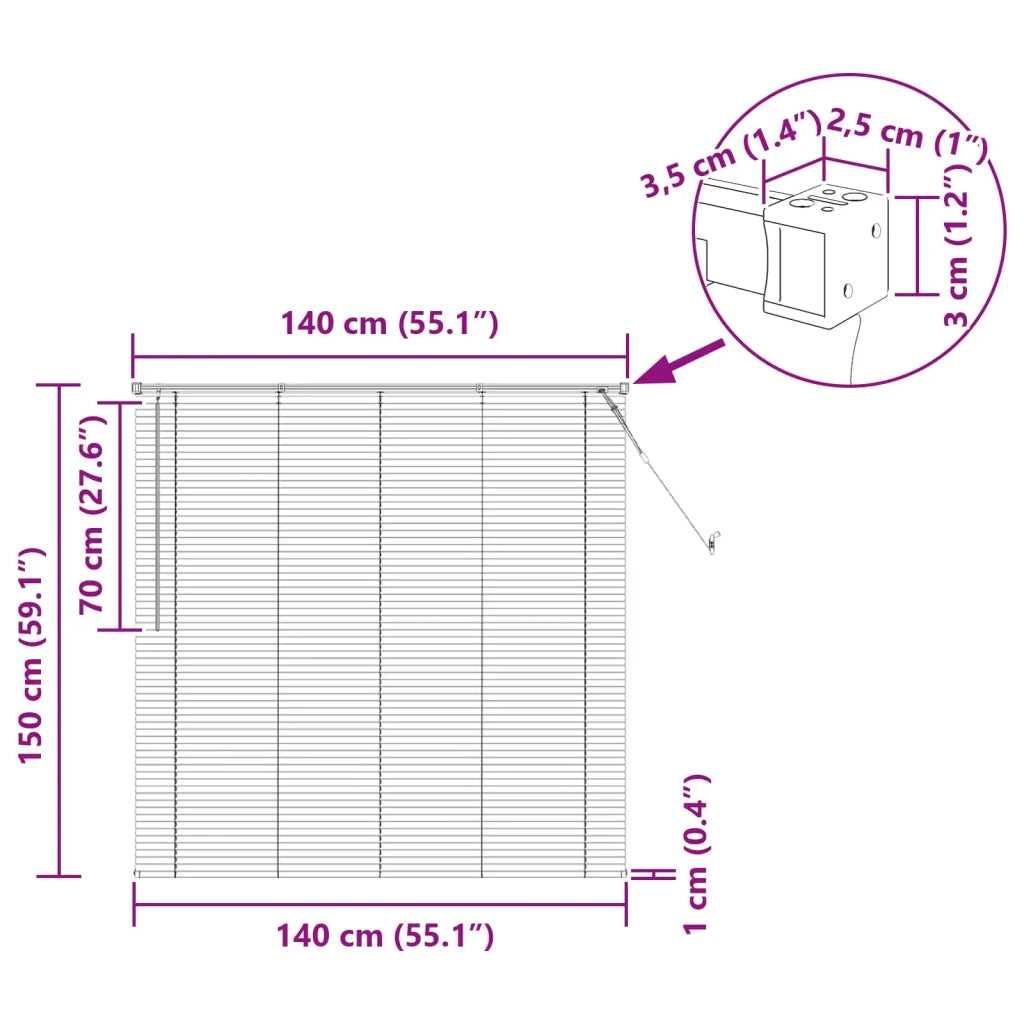 Tenda Veneziana | Tenda a lamelle Marrone Chiaro con Motivo 150 x 140 cm 25 mm