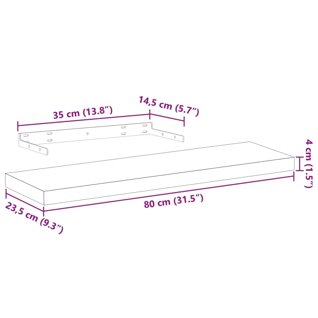 Mensola Pensile 80x23,5x4 cm in Truciolato 4010691
