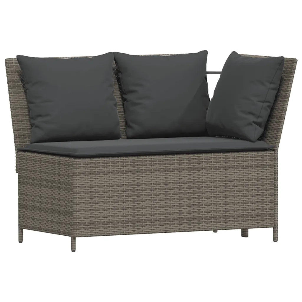 Set Divano da Giardino 5 pz con Cuscini Grigio in Polyrattan