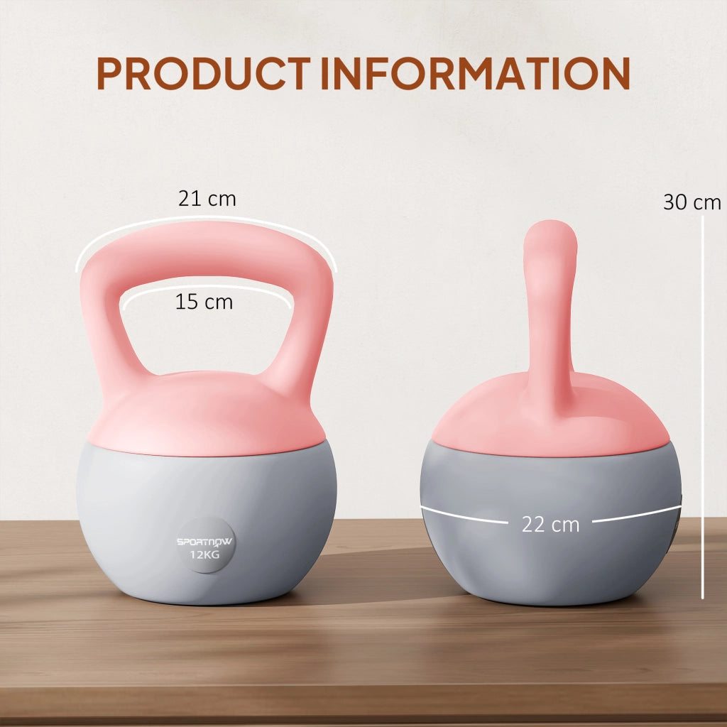 Kettlebell 12 kg ¨C zephmum ¨C Rosa e Grigio 21x21x30 cm