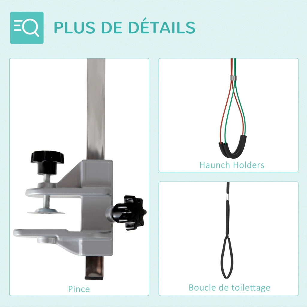 Braccio Toelettatura Pieghevole ¨C Minimal ¨C Acciaio Inox, Collare di Serraggio, Regolabile 74 cm