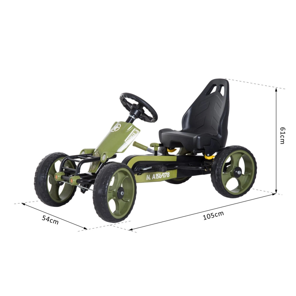 Go-Kart a Pedali con Freno a Mano ¨C Xylo ¨C Sedile Regolabile Verde 105x54x61cm