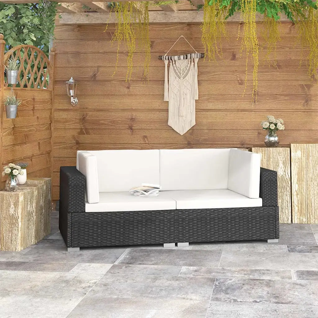 Poltrone Modulari ad Angolo con Cuscini 2 pz Polyrattan Nero 897446